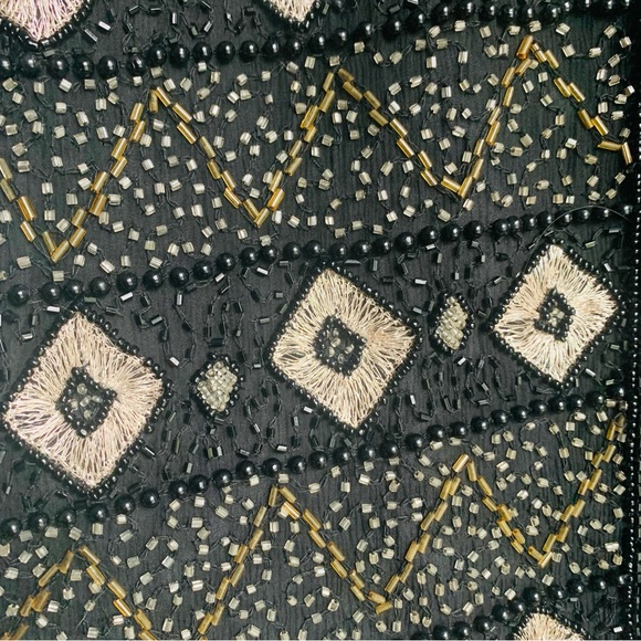 Papell Boutique Vintage Beaded Evening Jacket Black Silver Gold Embroidery Small - Picture 7 of 9